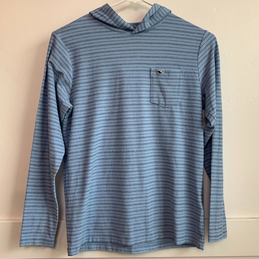 Vineyard Vines Light Blue Striped Edgartown Long Sleeve Hoodie Tee